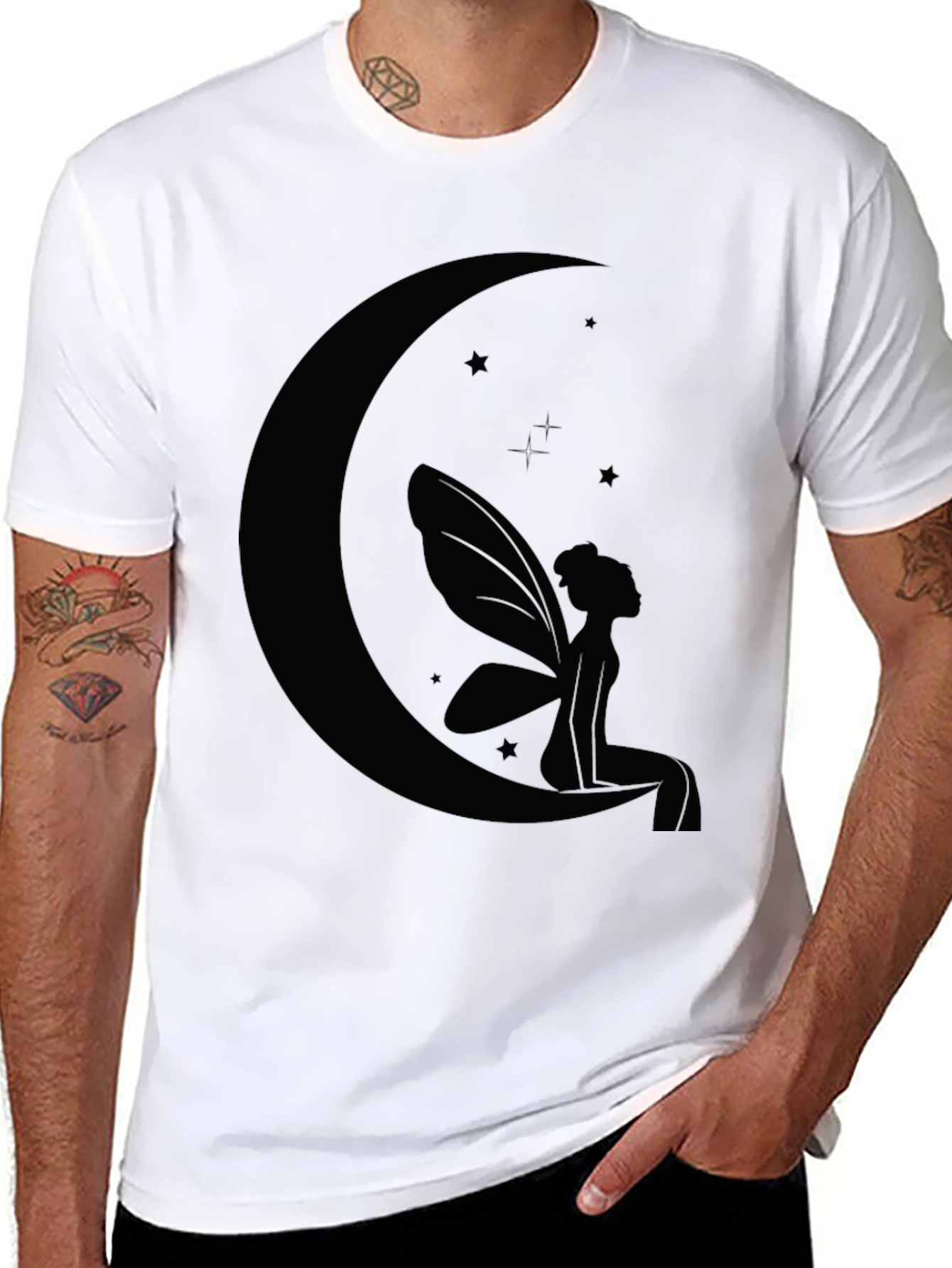 Moon Fairy Graphic Tee - Black Cotton Comfort