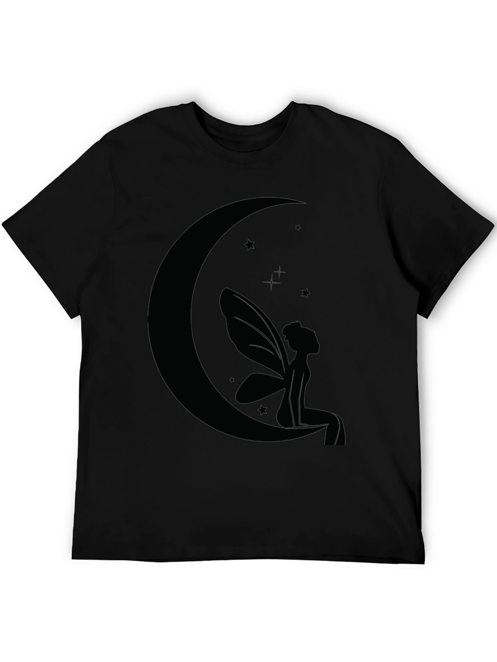 Moon Fairy Graphic Tee - Black Cotton Comfort