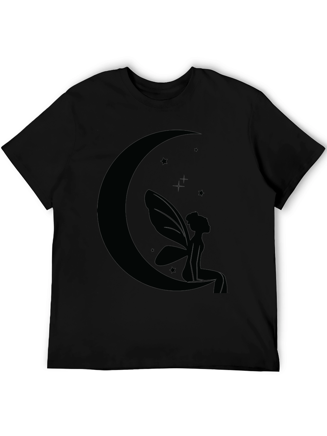 Moon Fairy Graphic Tee - Black Cotton Comfort