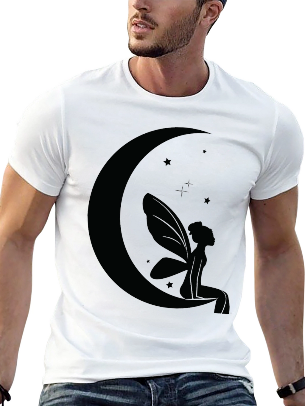 Moon Fairy Graphic Tee - Black Cotton Comfort
