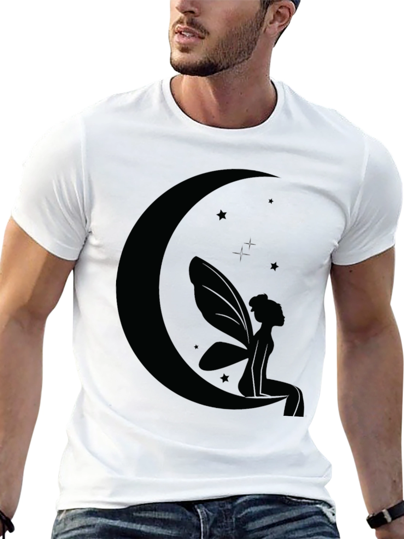 Moon Fairy Graphic Tee - Black Cotton Comfort
