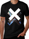 Abstract Graphic Print Black Crew Neck Tee