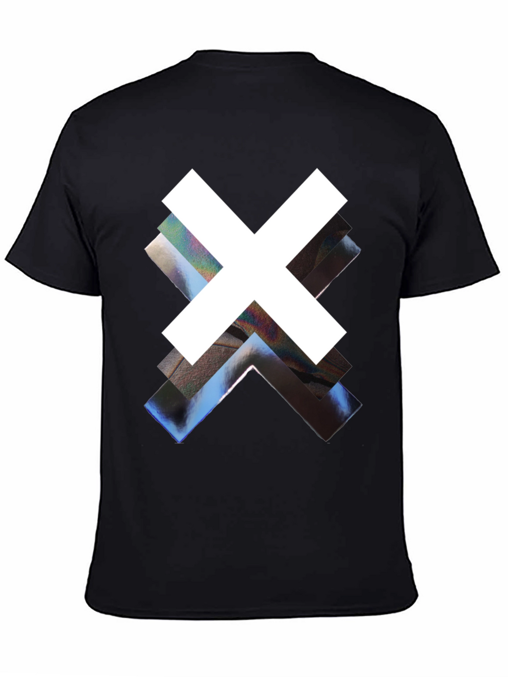Abstract Graphic Print Black Crew Neck Tee