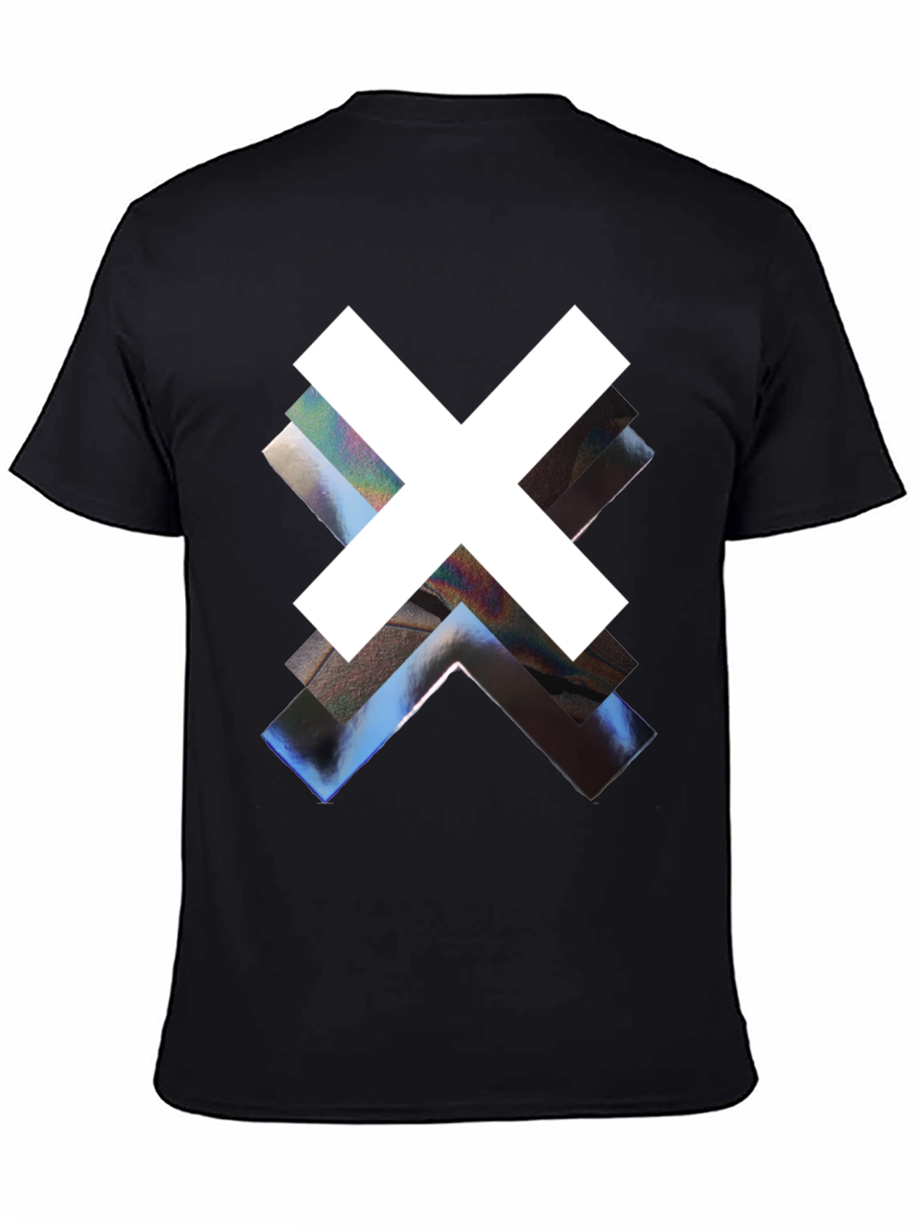 Abstract Graphic Print Black Crew Neck Tee