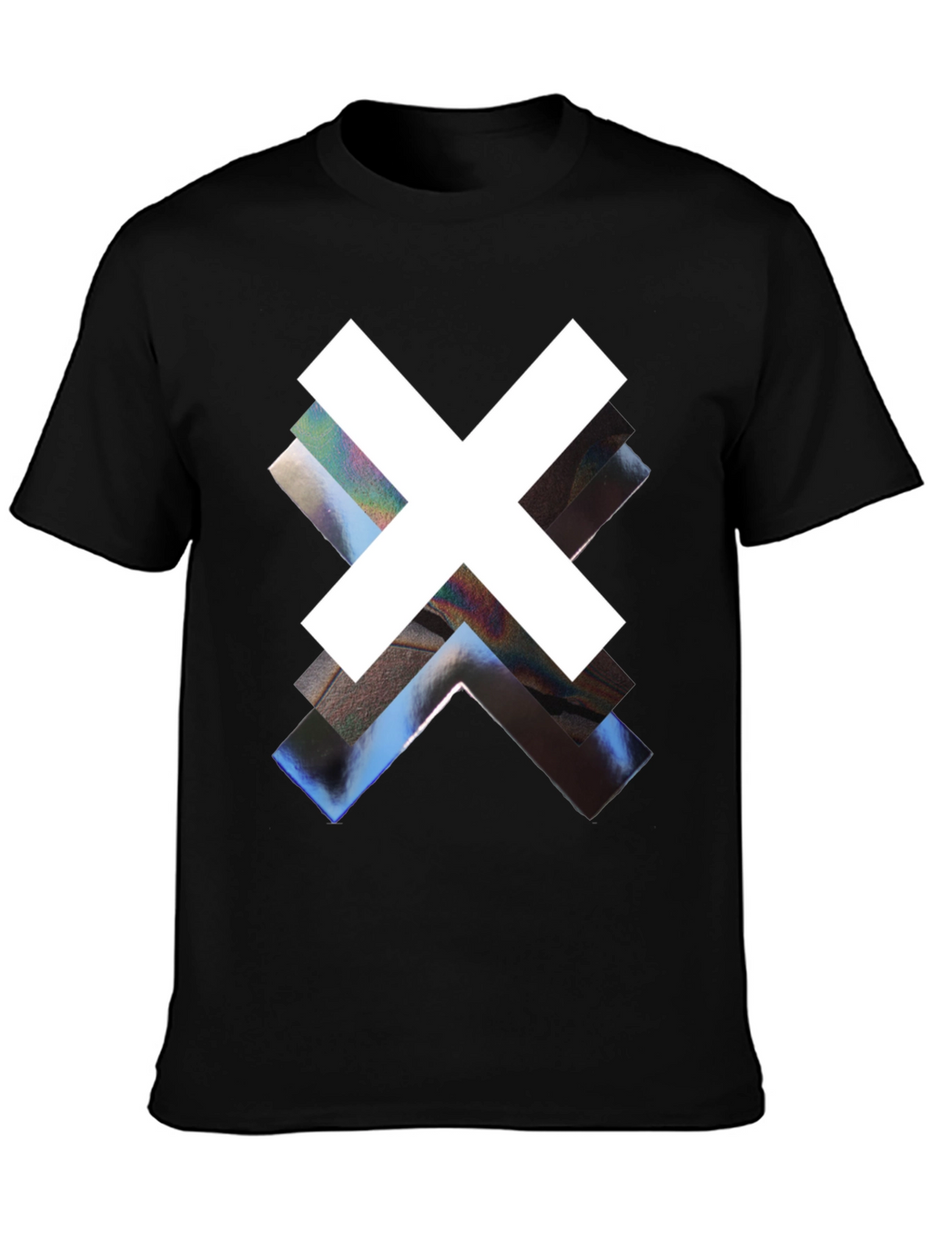 Abstract Graphic Print Black Crew Neck Tee
