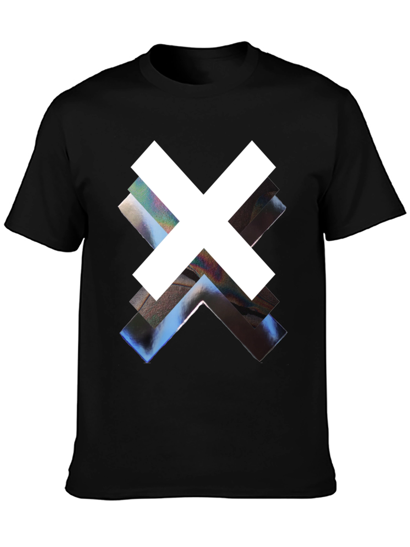 Abstract Graphic Print Black Crew Neck Tee