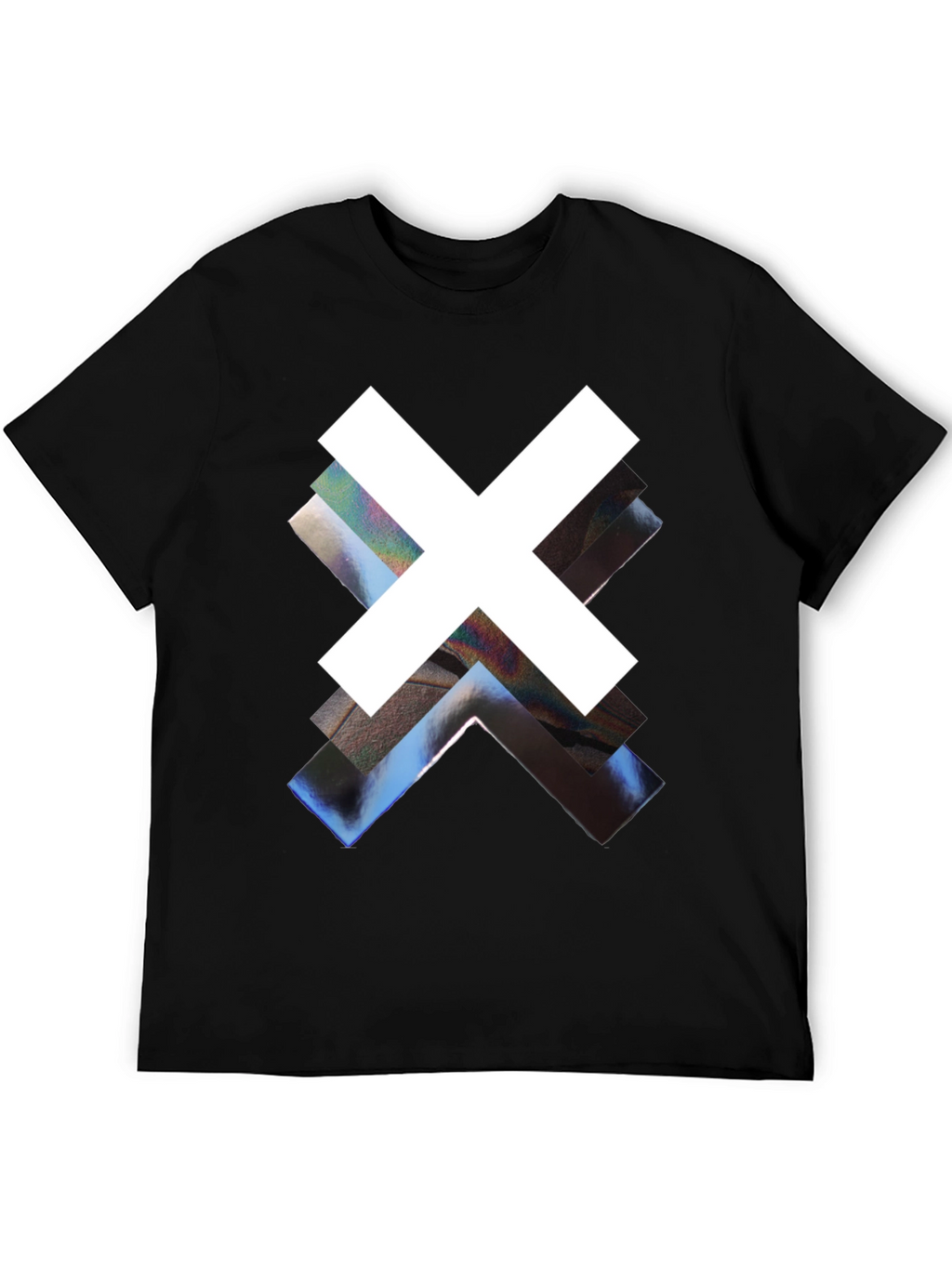 Abstract Graphic Print Black Crew Neck Tee