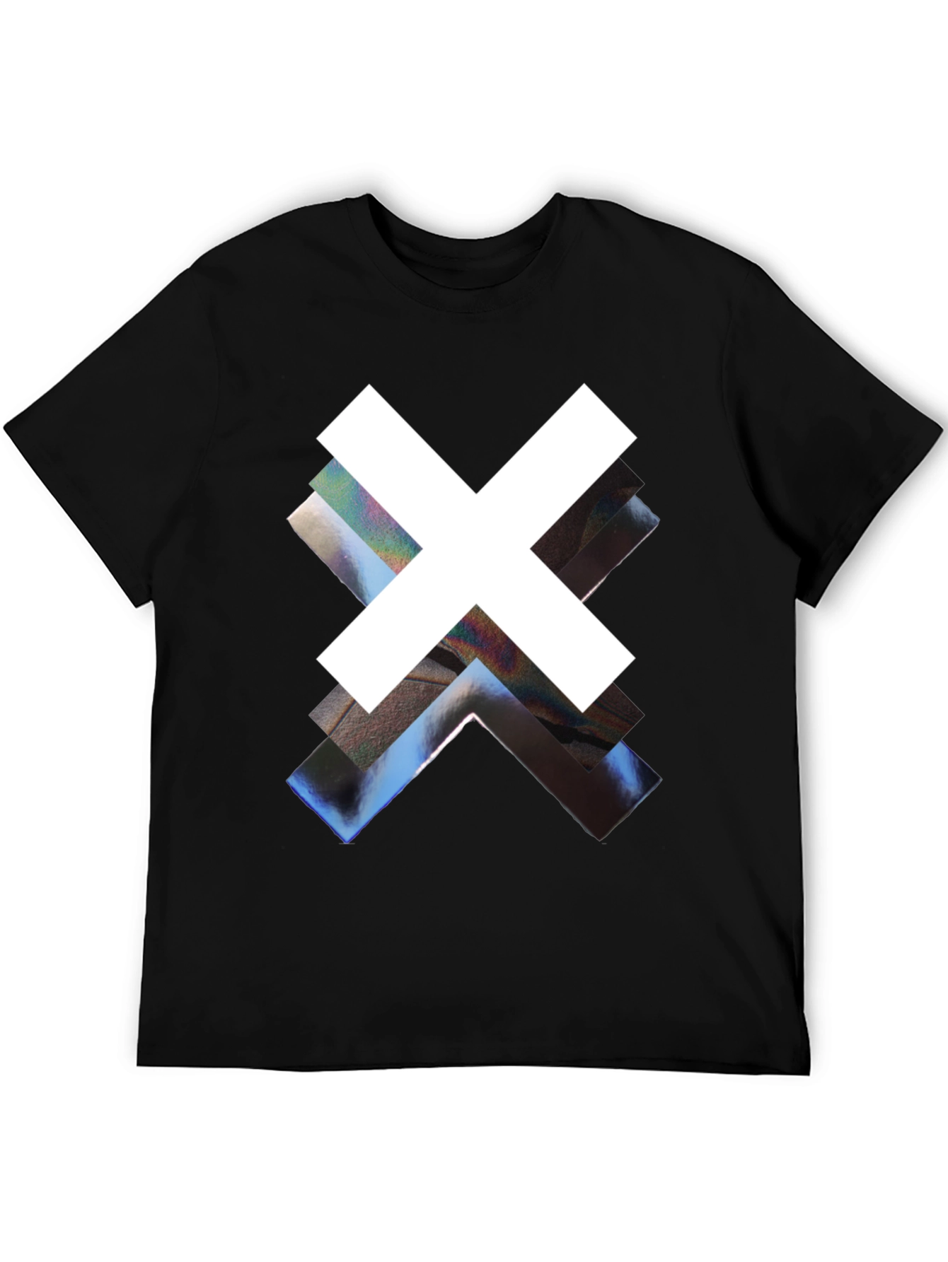 Abstract Graphic Print Black Crew Neck Tee