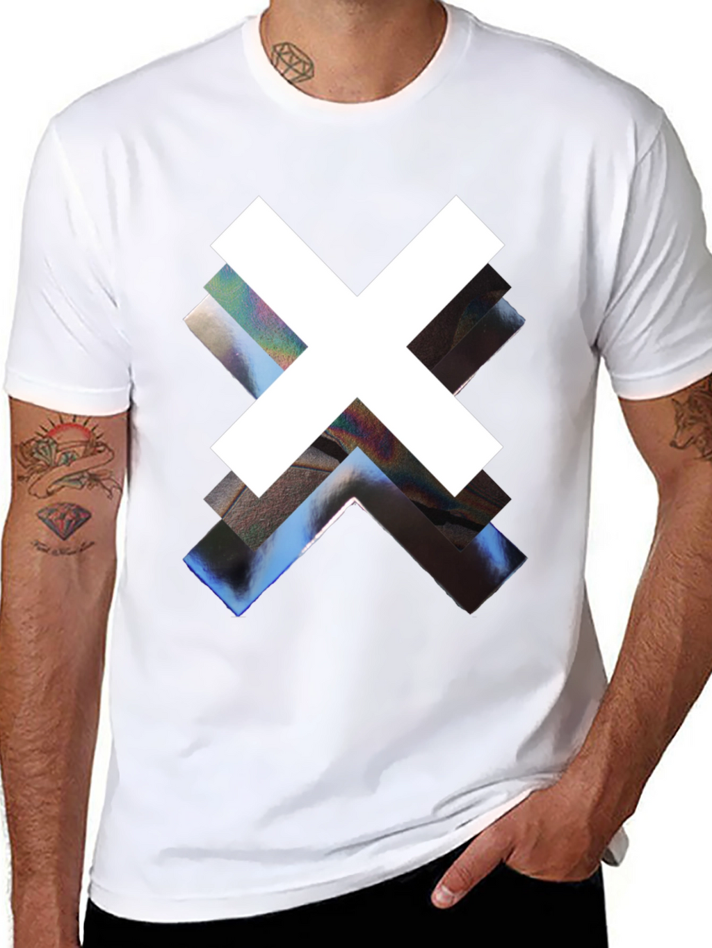 Abstract Graphic Print Black Crew Neck Tee