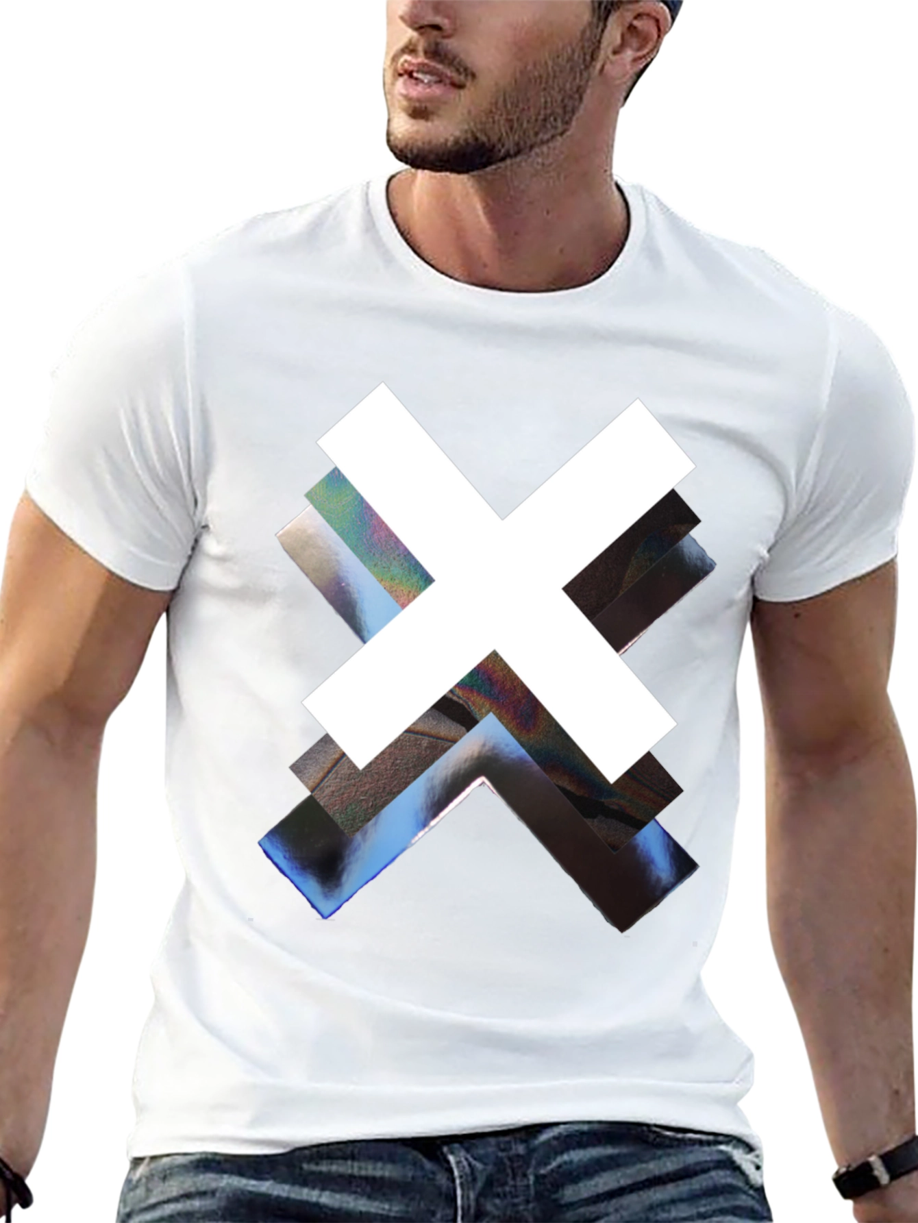 Abstract Graphic Print Black Crew Neck Tee
