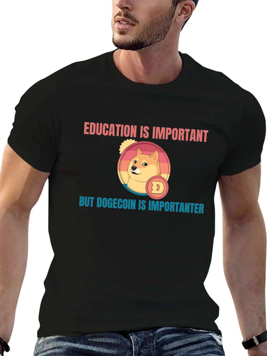 Education vs. Dogecoin T-Shirt