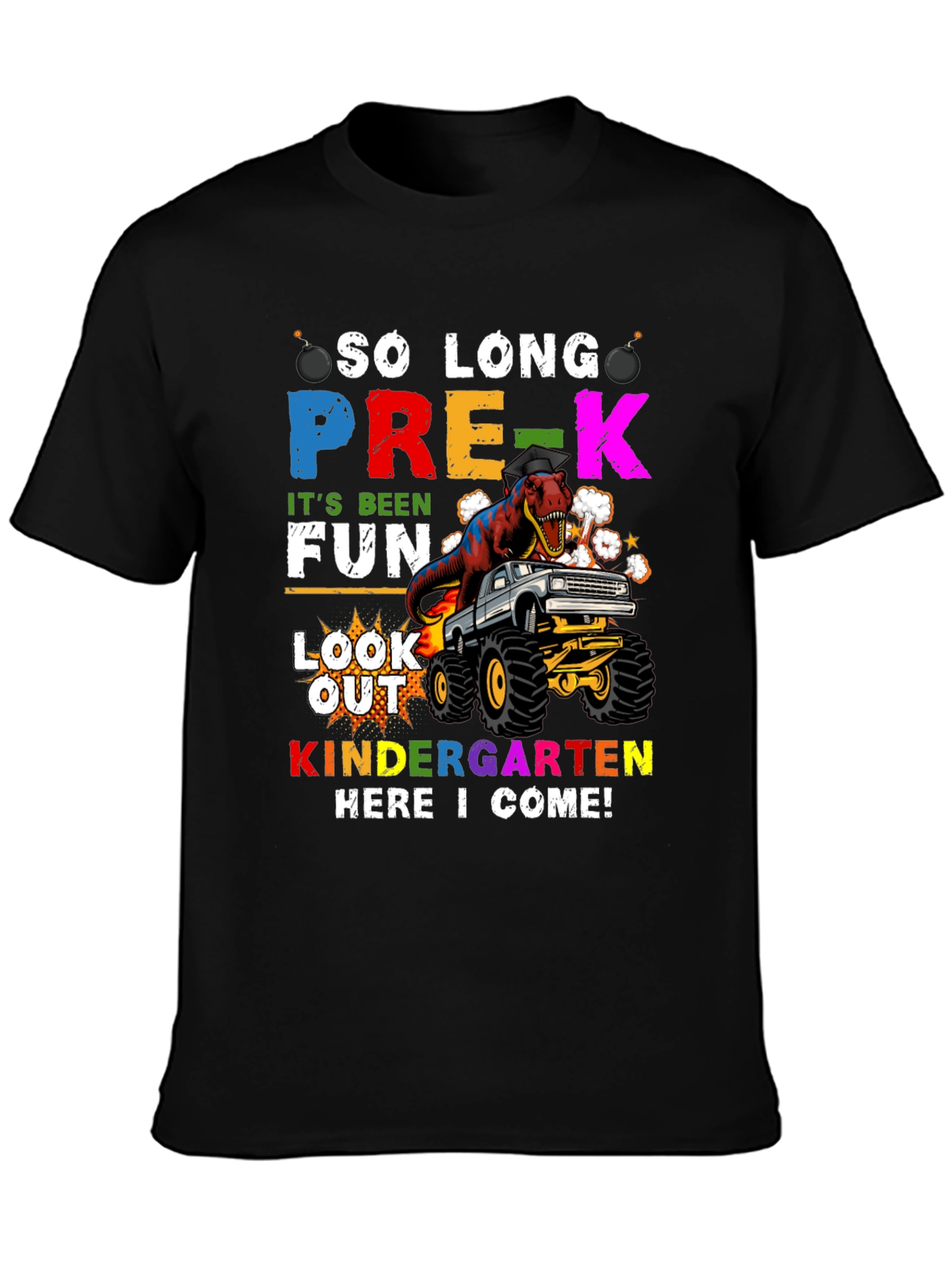 So Long Pre-K T-Rex Monster Truck Graduation Tee