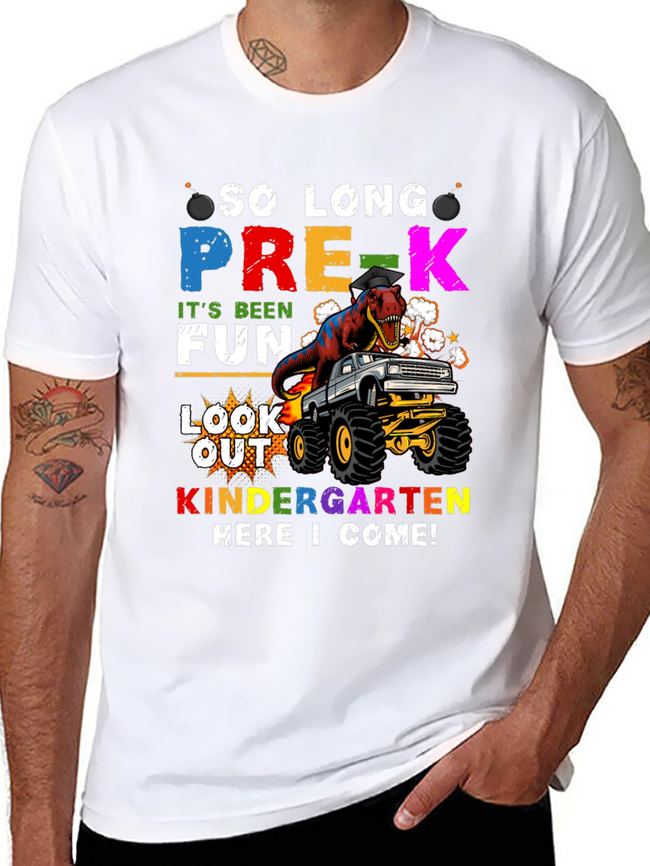 So Long Pre-K T-Rex Monster Truck Graduation Tee