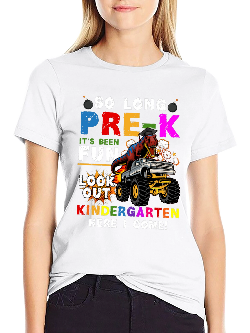 So Long Pre-K T-Rex Monster Truck Graduation Tee