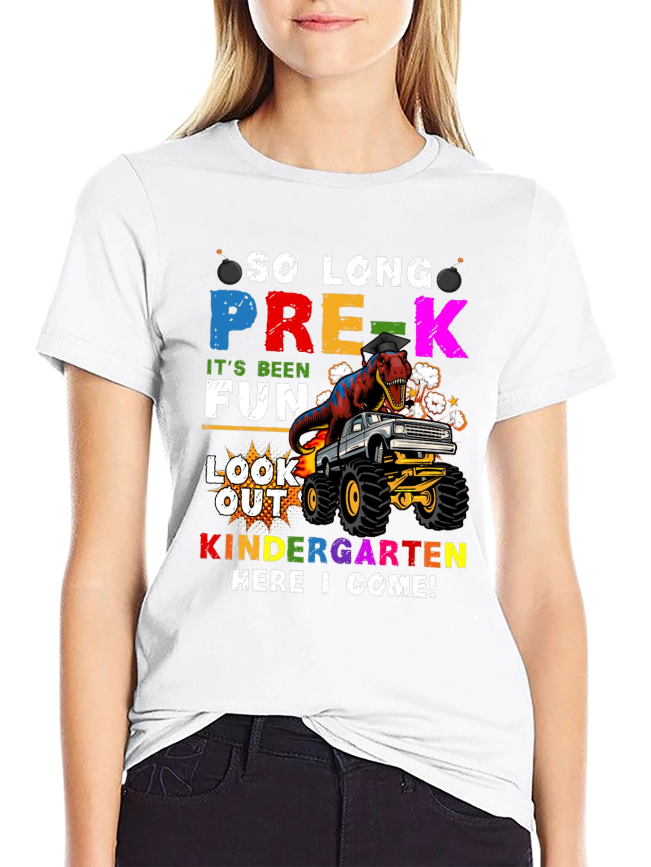 So Long Pre-K T-Rex Monster Truck Graduation Tee