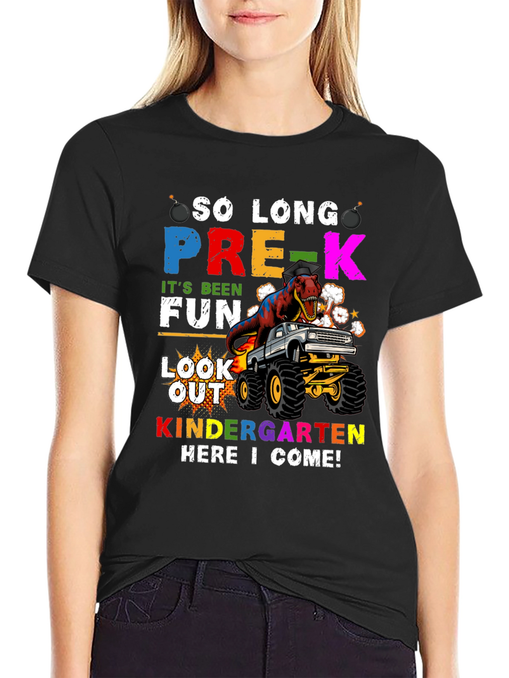 So Long Pre-K T-Rex Monster Truck Graduation Tee