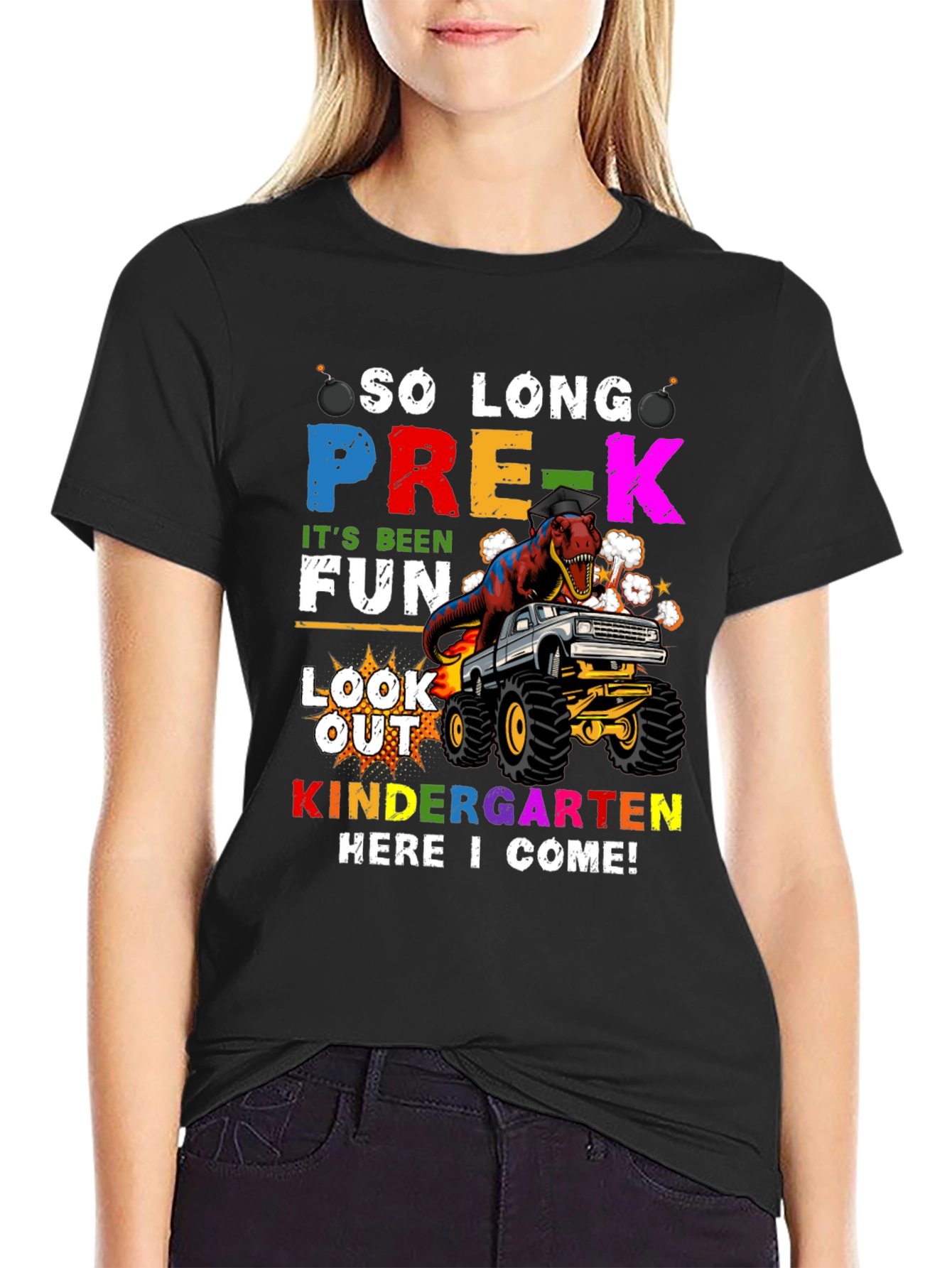 So Long Pre-K T-Rex Monster Truck Graduation Tee