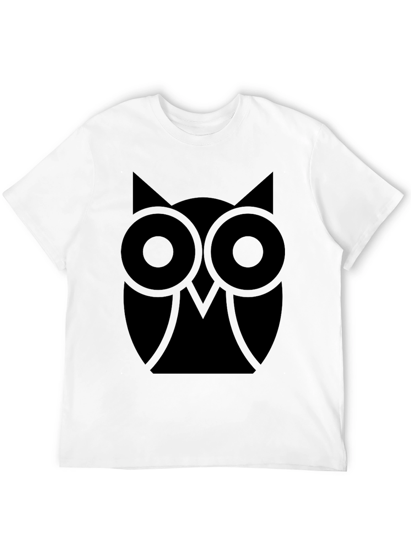 Abstract Owl Graphic Tee - Classic Black Cotton T-Shirt