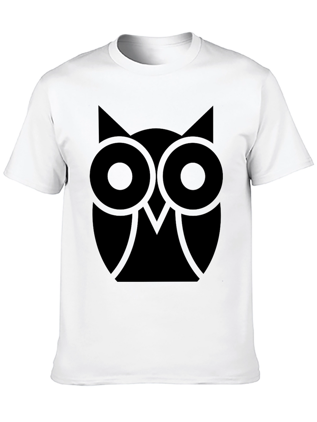 Abstract Owl Graphic Tee - Classic Black Cotton T-Shirt