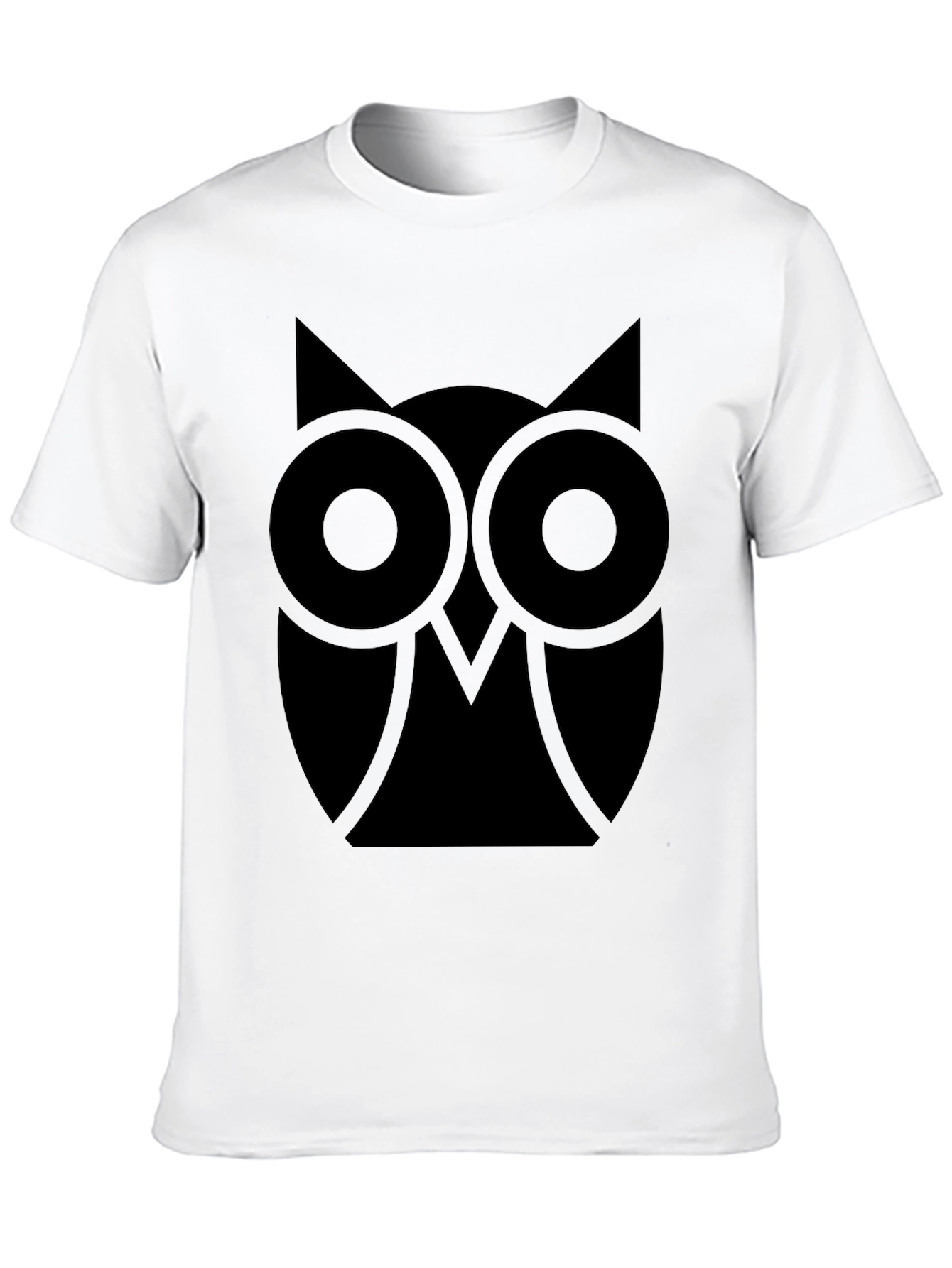 Abstract Owl Graphic Tee - Classic Black Cotton T-Shirt