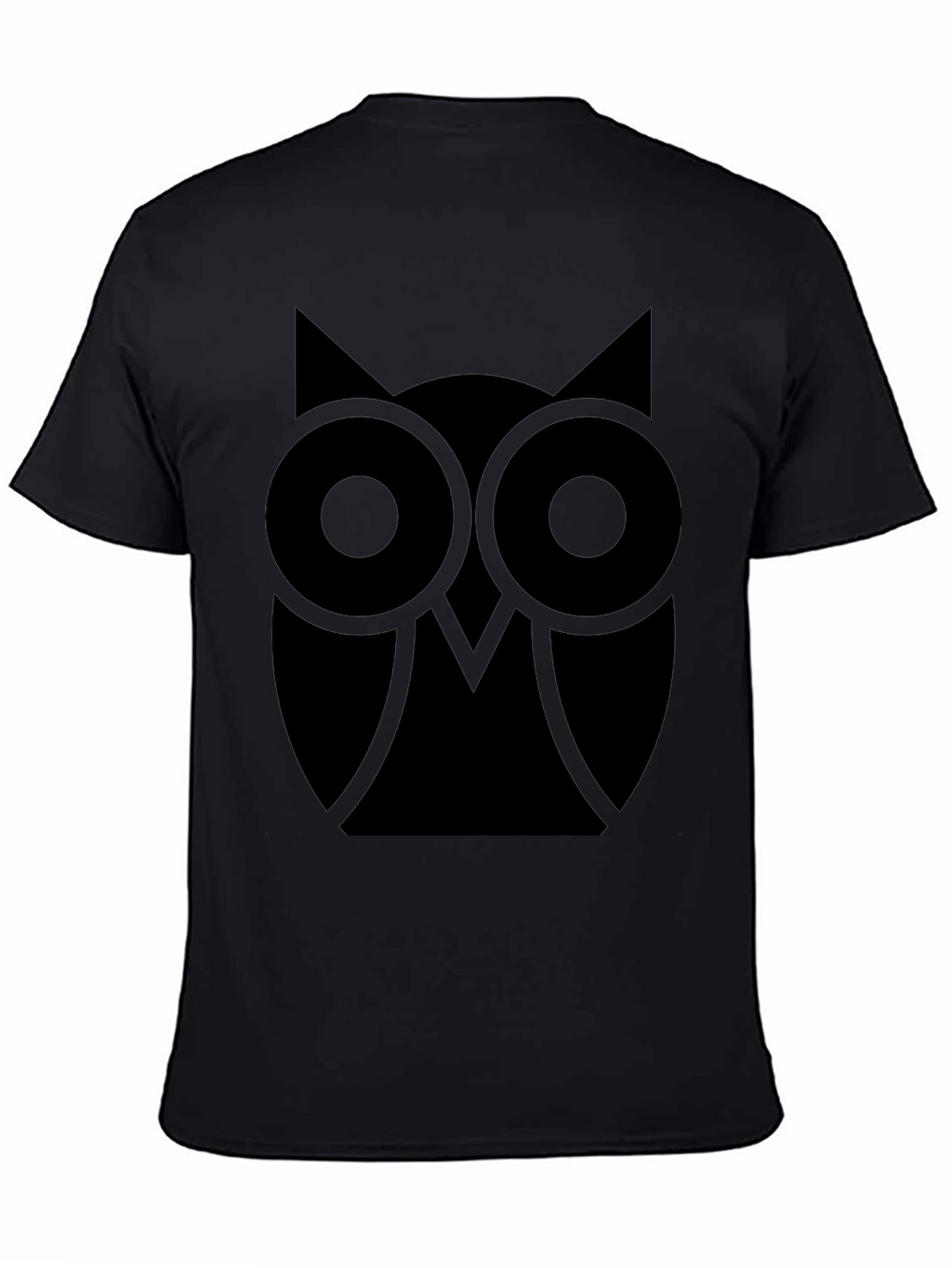 Abstract Owl Graphic Tee - Classic Black Cotton T-Shirt