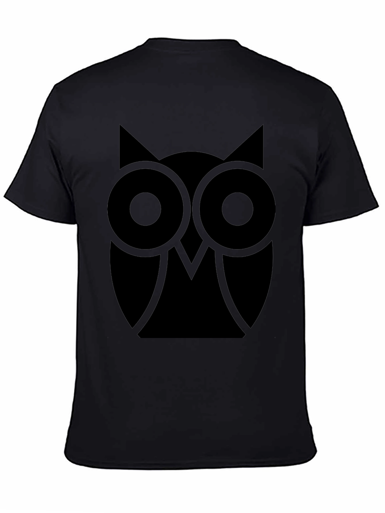 Abstract Owl Graphic Tee - Classic Black Cotton T-Shirt