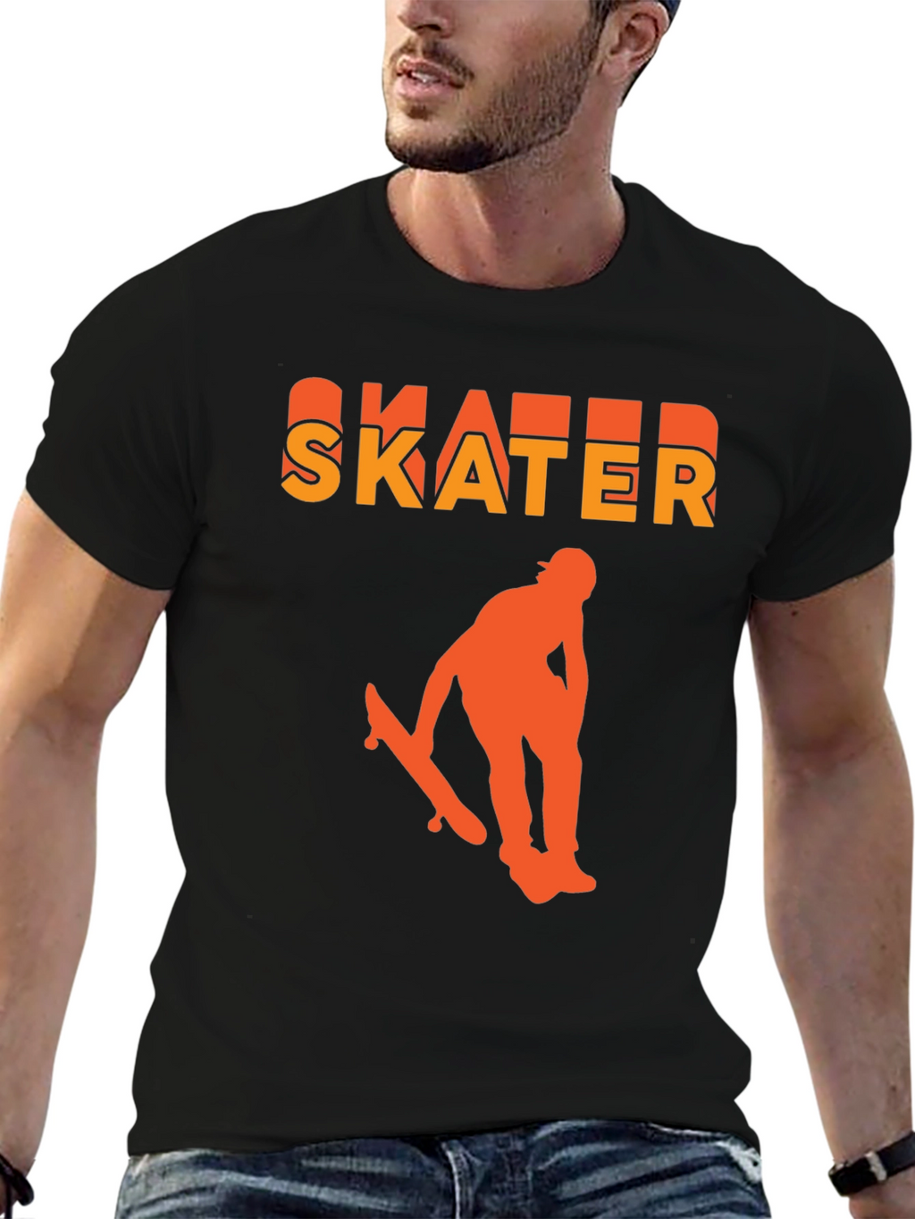 Skater Graphic T-Shirt - Black Bold Design