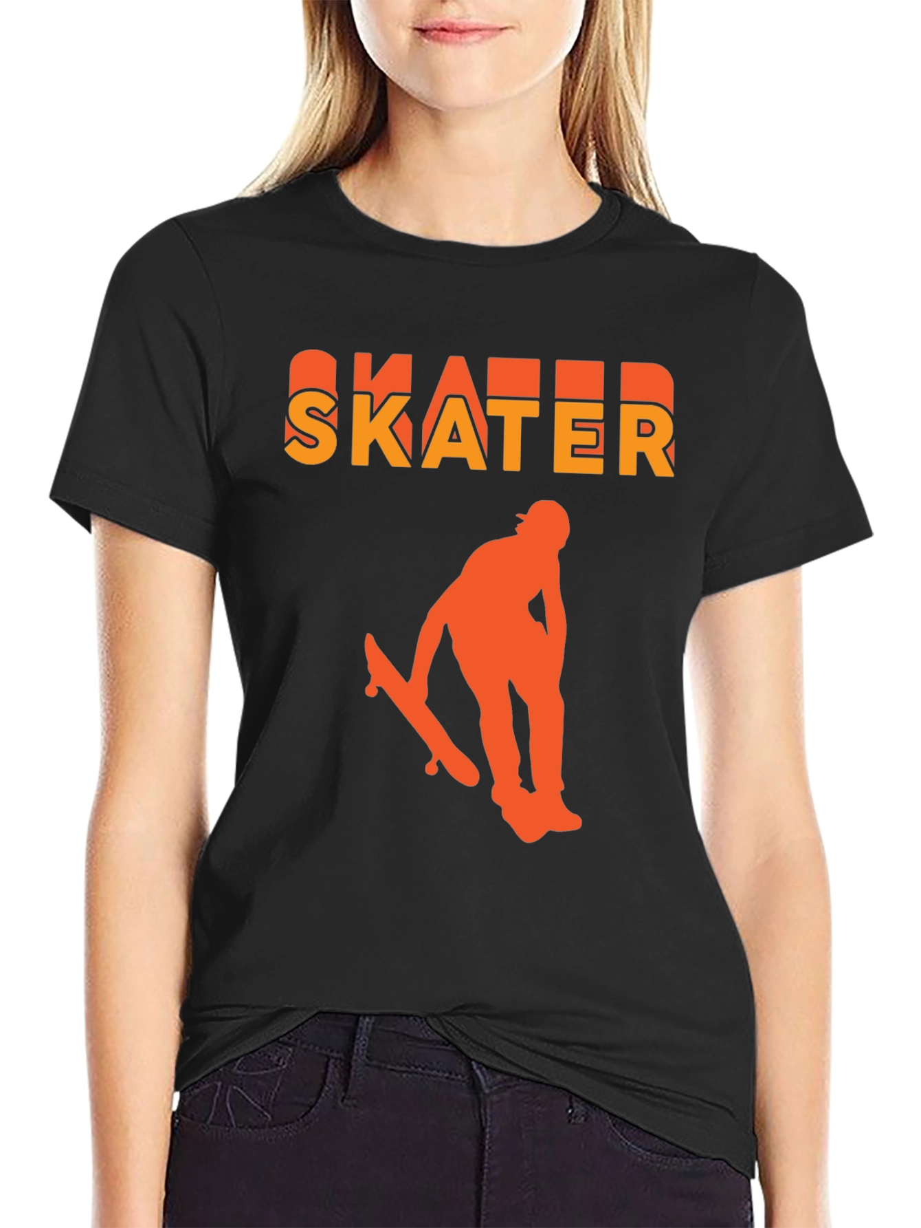 Skater Graphic T-Shirt - Black Bold Design