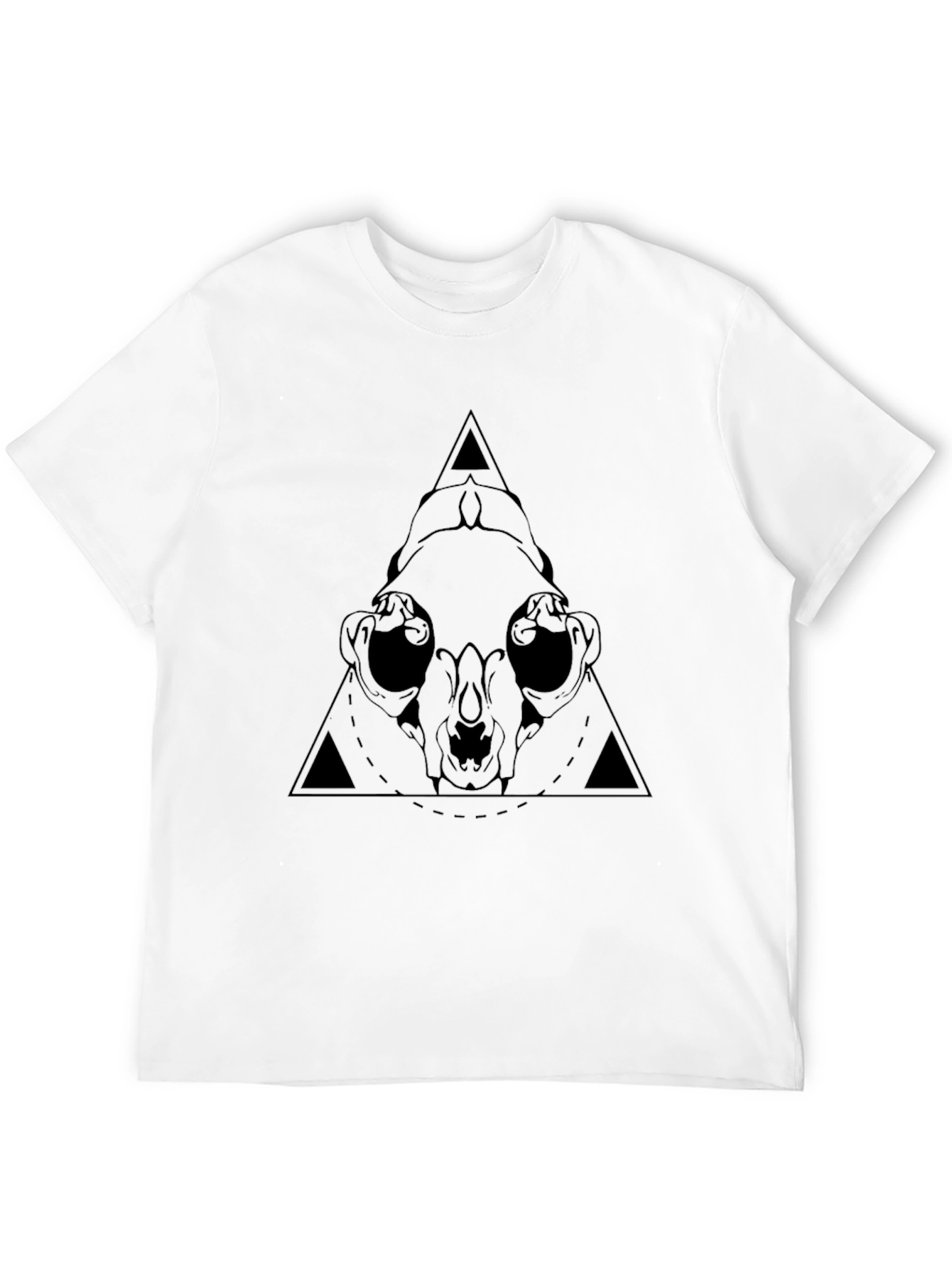 Geometric Skull Graphic Tee - Black Cotton T-Shirt