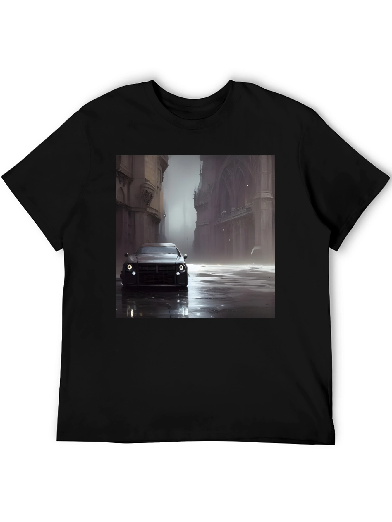 Sleek Car Graphic Tee - Modern Style Black T-Shirt