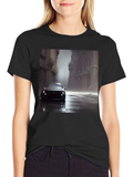 Sleek Car Graphic Tee - Modern Style Black T-Shirt