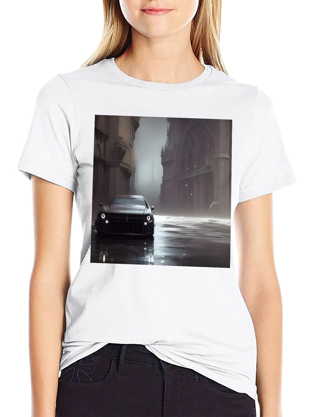 Sleek Car Graphic Tee - Modern Style Black T-Shirt