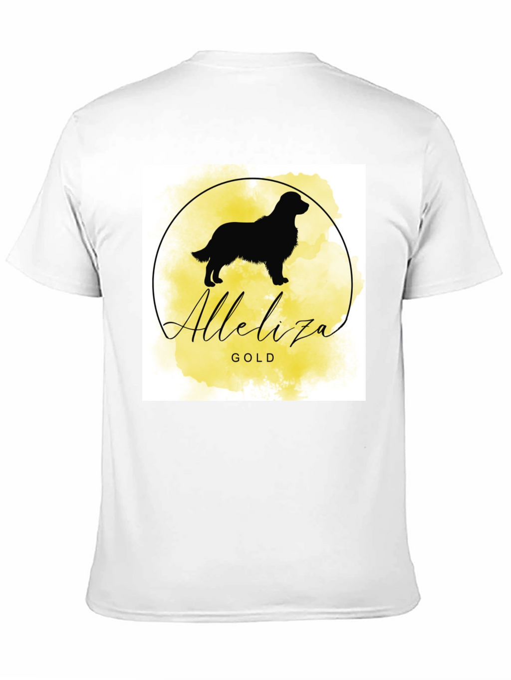 Alleliiza Gold Dog Silhouette Black T-Shirt