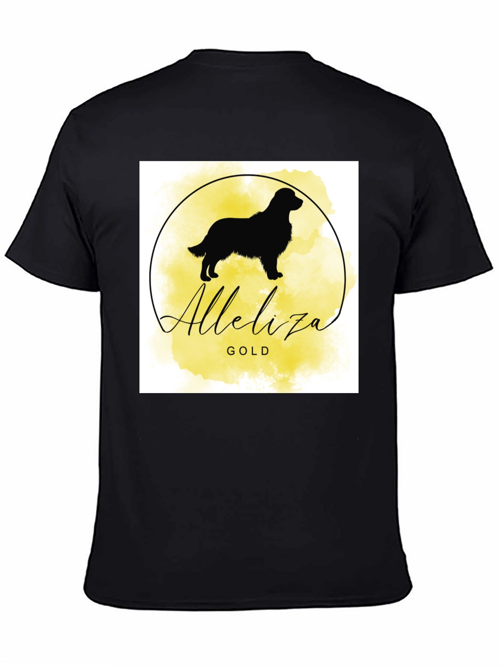 Alleliiza Gold Dog Silhouette Black T-Shirt