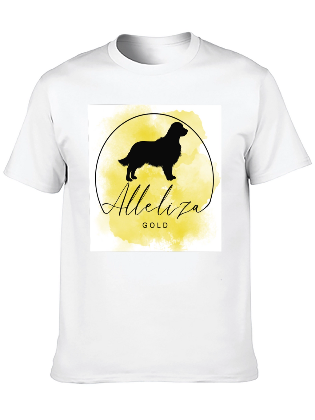 Alleliiza Gold Dog Silhouette Black T-Shirt