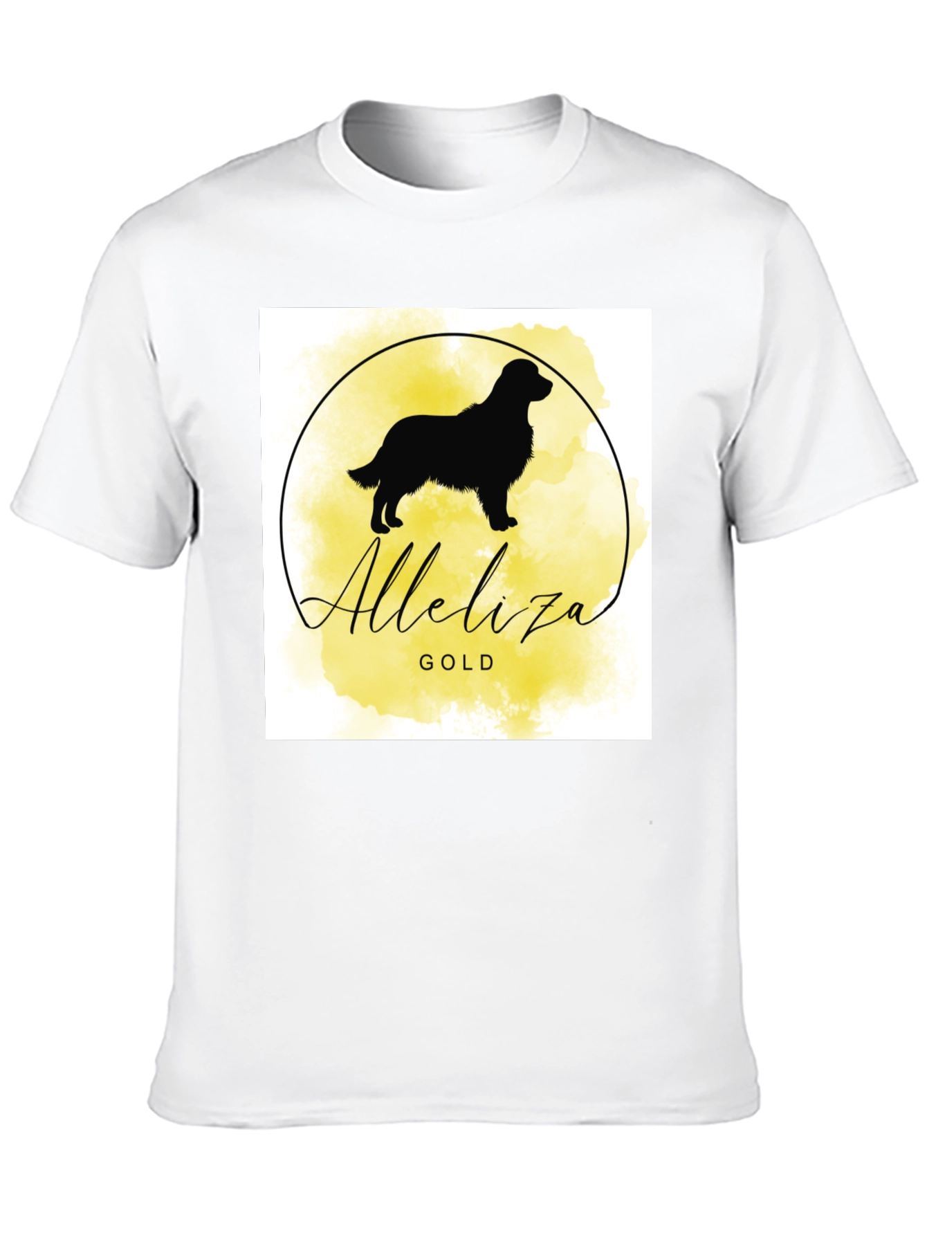 Alleliiza Gold Dog Silhouette Black T-Shirt