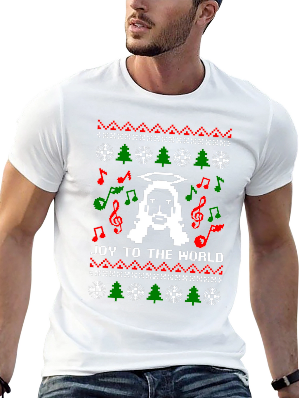 Pixel Jesus Ugly Christmas Sweater T-Shirt