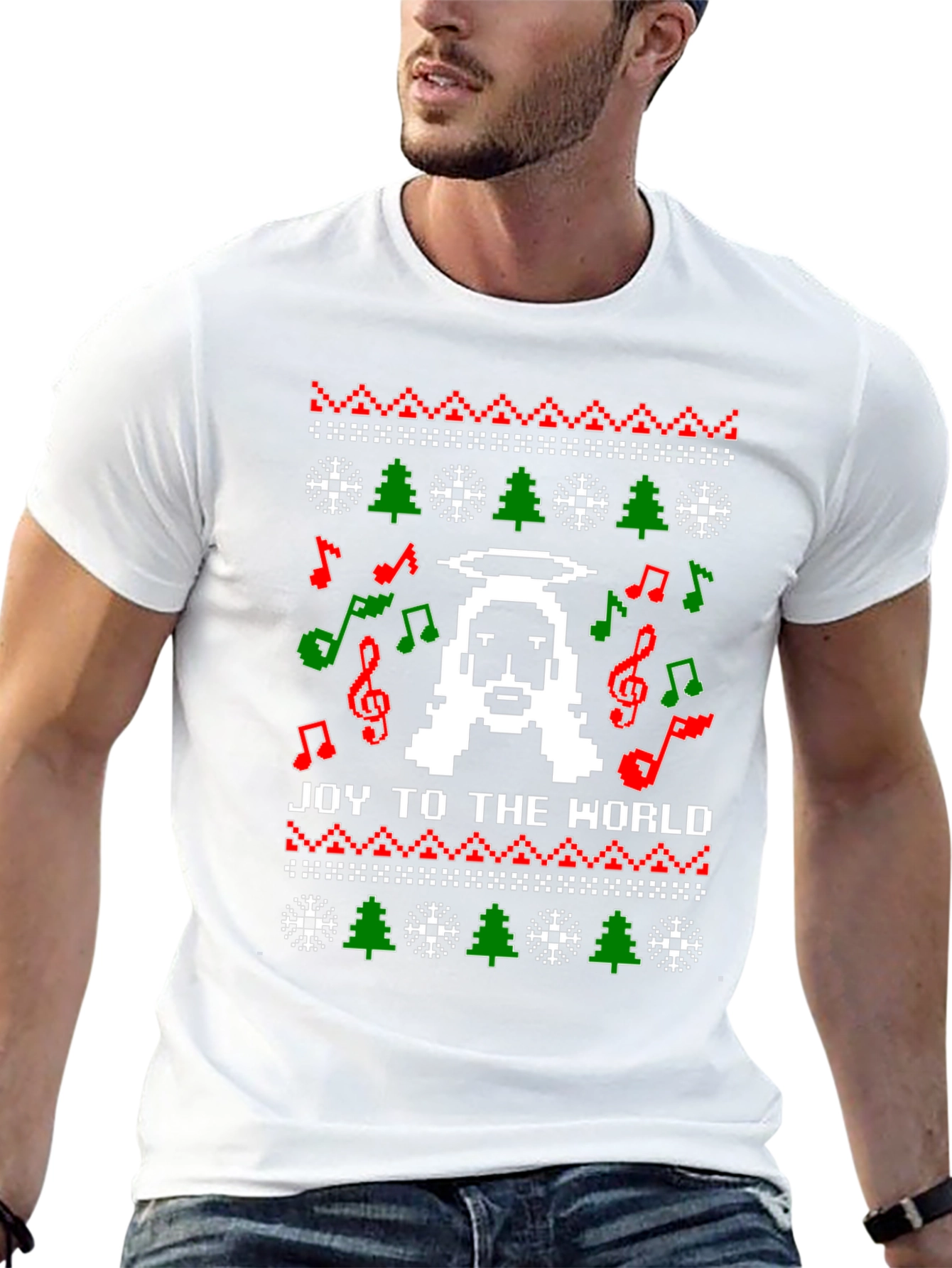 Pixel Jesus Ugly Christmas Sweater T-Shirt