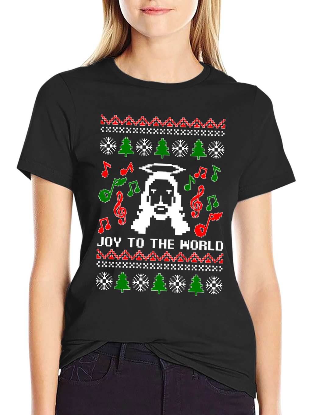 Pixel Jesus Ugly Christmas Sweater T-Shirt