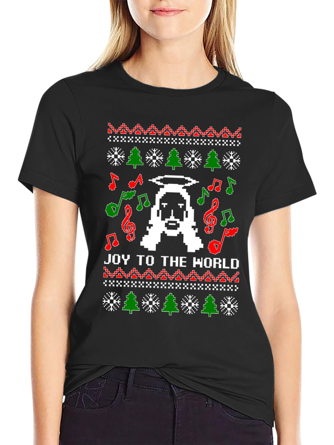 Pixel Jesus Ugly Christmas Sweater T-Shirt