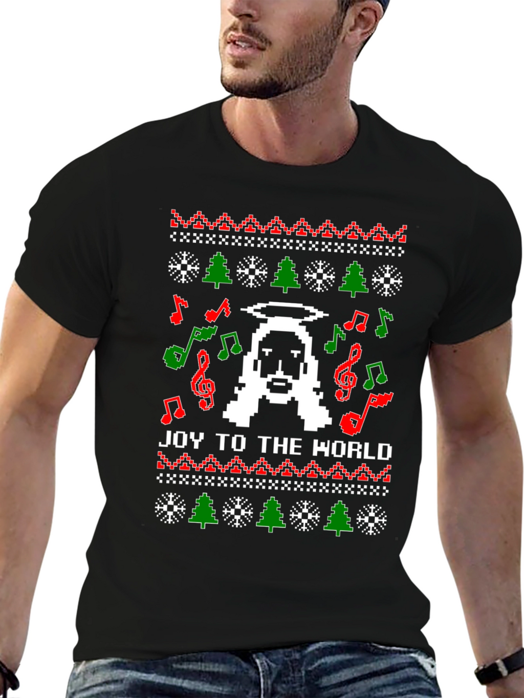 Pixel Jesus Ugly Christmas Sweater T-Shirt