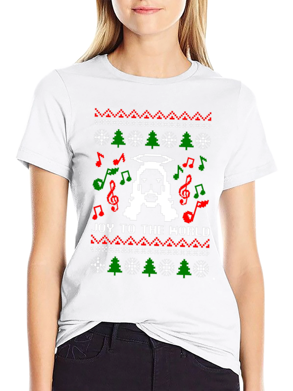 Pixel Jesus Ugly Christmas Sweater T-Shirt