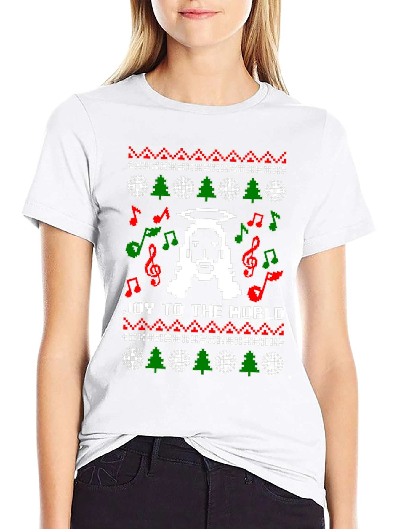 Pixel Jesus Ugly Christmas Sweater T-Shirt