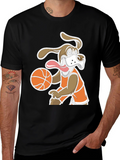 Cartoon Dog Basketball T-Shirt - Black