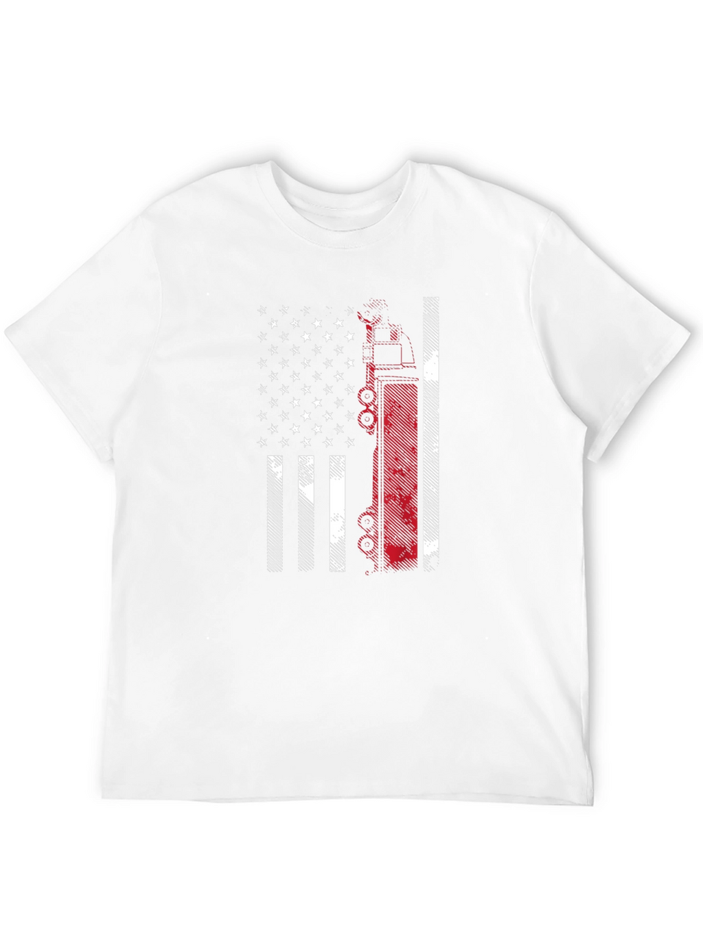 American Flag Fire Truck T-Shirt