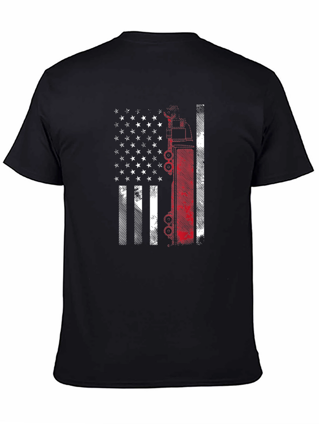 American Flag Fire Truck T-Shirt