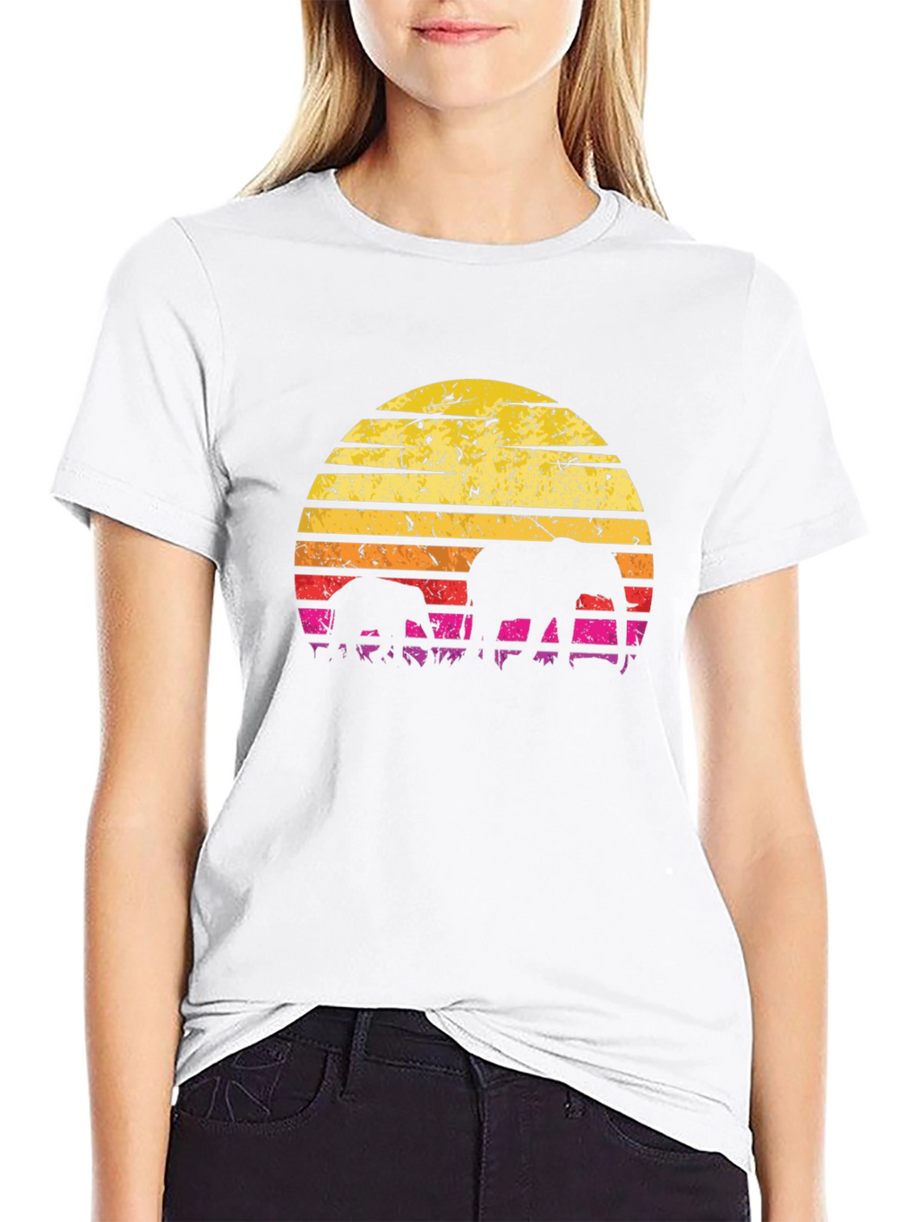 Elephant Sunset Graphic T-Shirt
