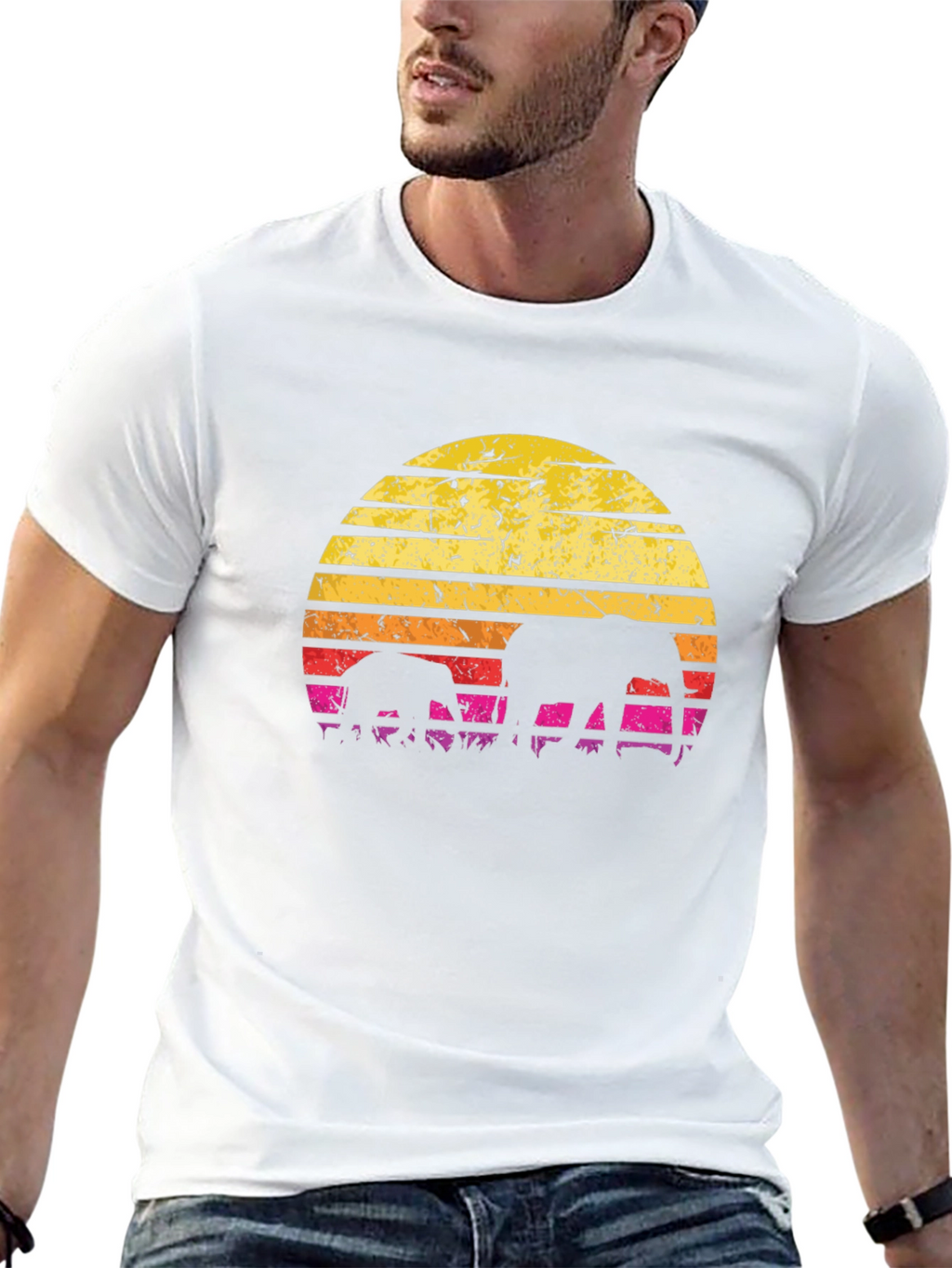 Elephant Sunset Graphic T-Shirt