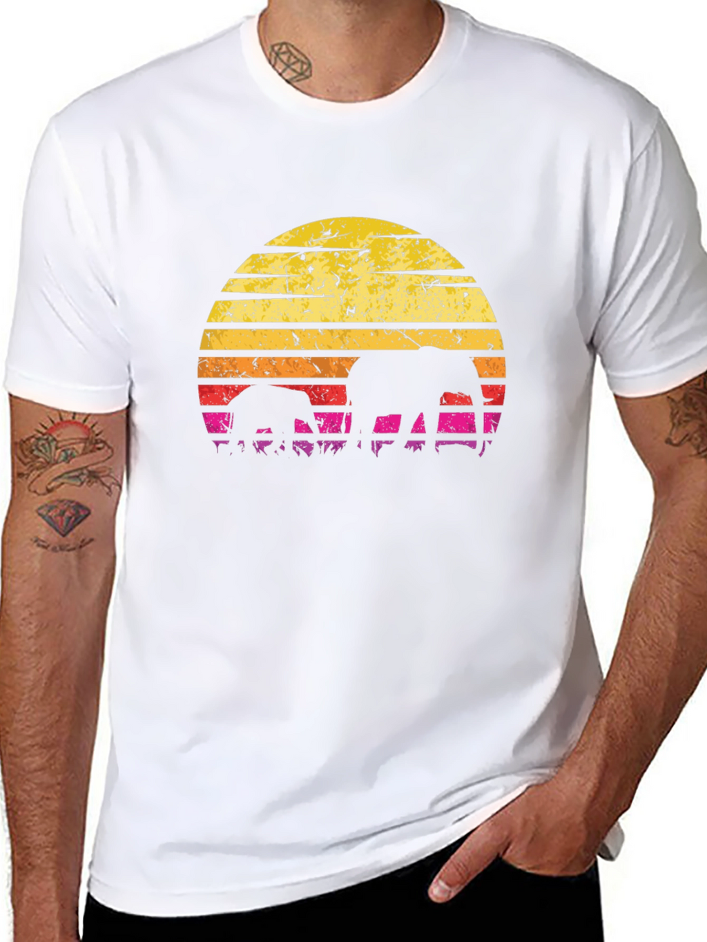 Elephant Sunset Graphic T-Shirt