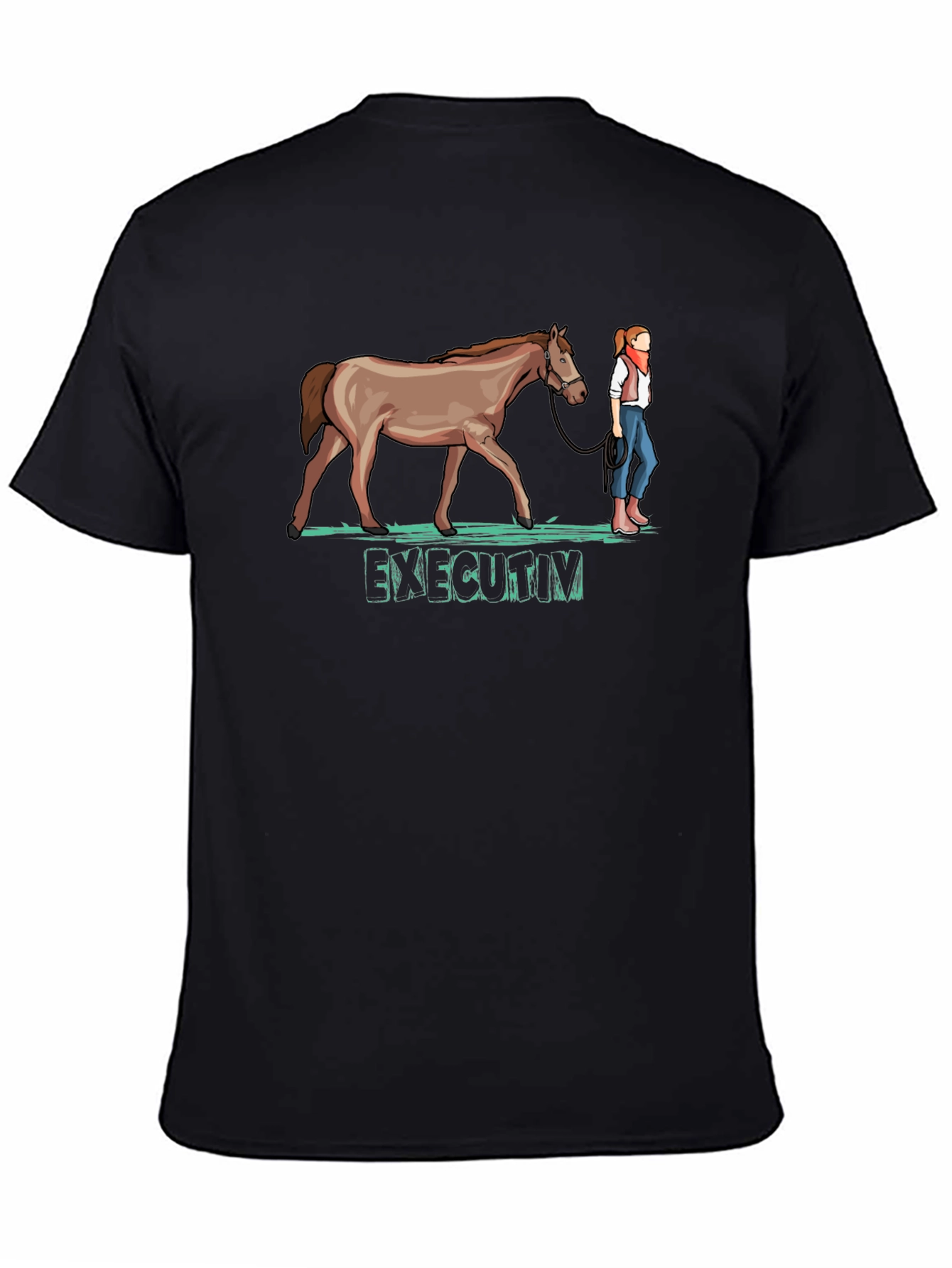 Executive Horse T-Shirt - Black Cotton Tee